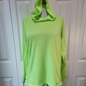 UNDER ARMOUR Yellow Green Threadborne Hooded Hoodie Long Sleeve Shirt Top sz M